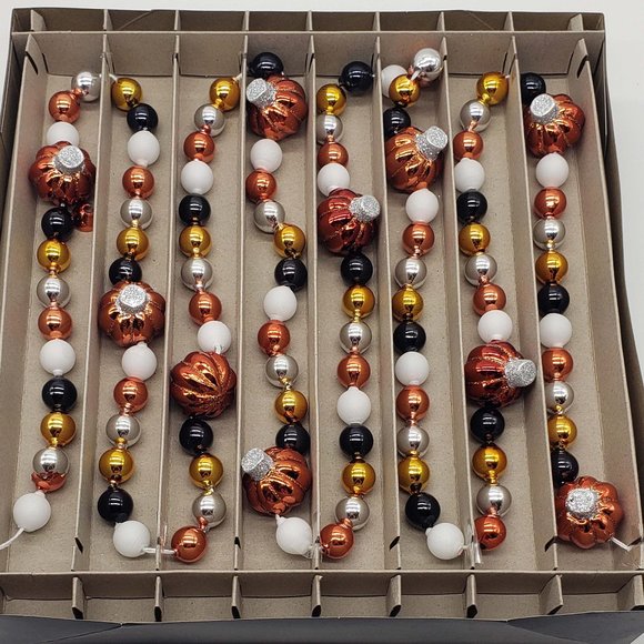 RADKO Shiny Brite Halloween Pumpkin GLASS GARLAND 7ft